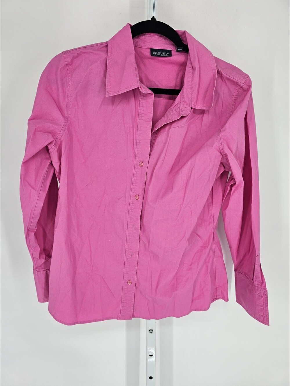 Preview International Womens Sz L Long Sleeve Button Up Shirt Bright Pink